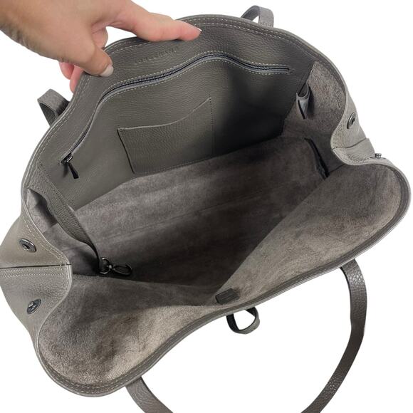 Longchamp Le Roseau Essential Tote Bag Shoulder Bag Pebble Leather Gray - Picture 11 of 15